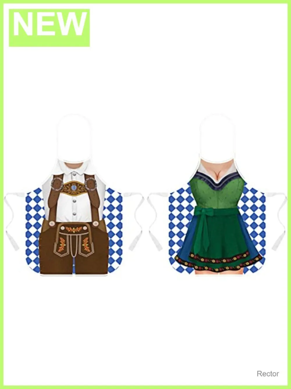 2pc Oktoberfest Aprons Polyester Adjustable German Costume for Cooking BBQ Party